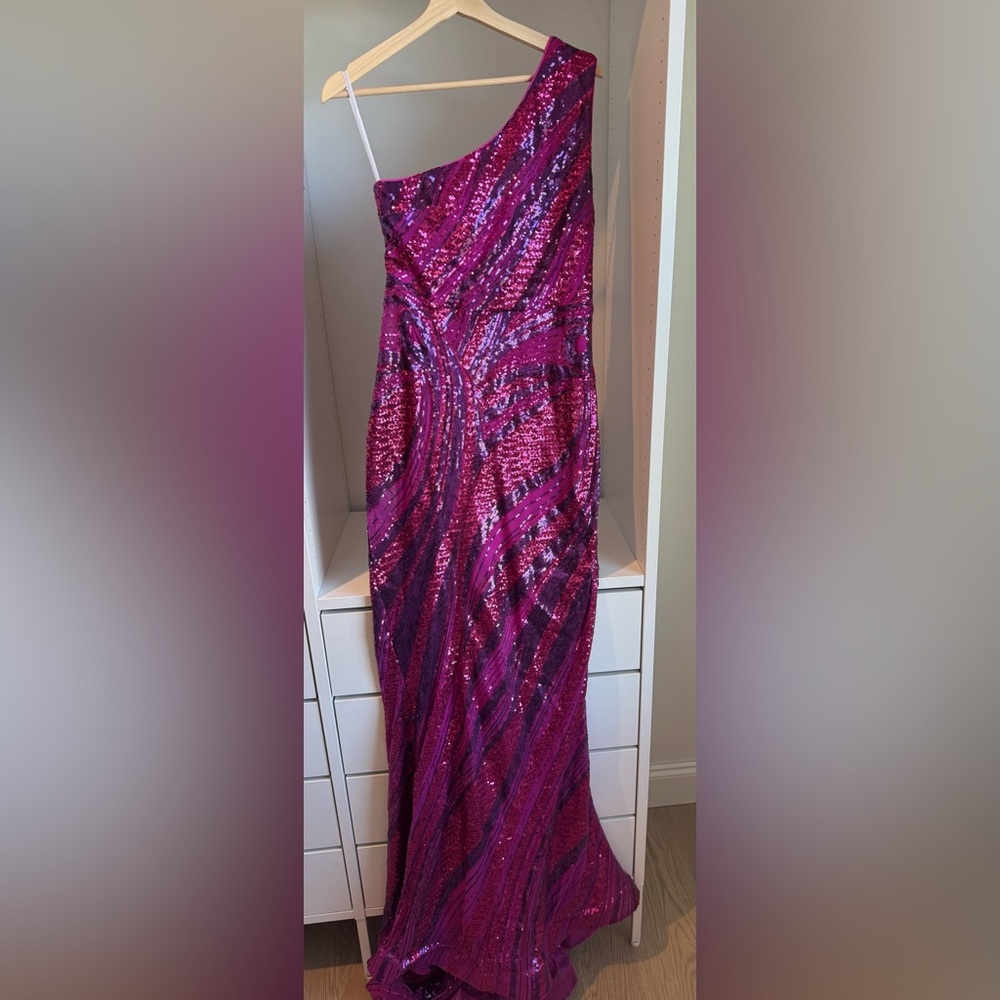 Magenta Sequin Bodycon Formal Dress